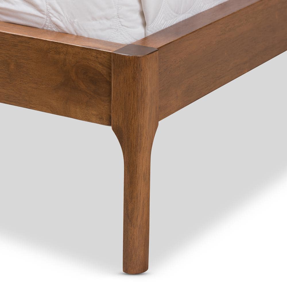 Brooklyn King Walnut Wood Upholstered Platform Bed with Tufted Headboard