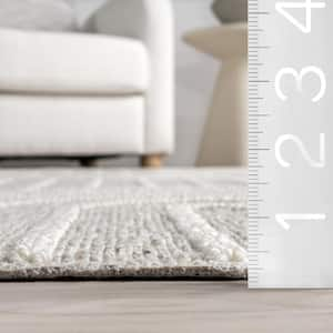 Liliya Light Grey 8 ft. 10 in. x 12 ft. Modern Geometric Machine Washable Area Rug