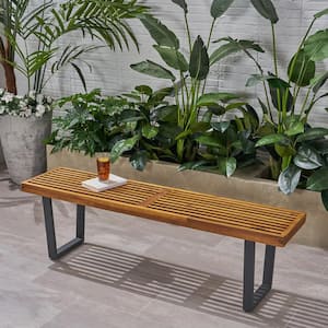 Fresno 61.75 in. Teak Brown Wood Outdoor Patio Bench