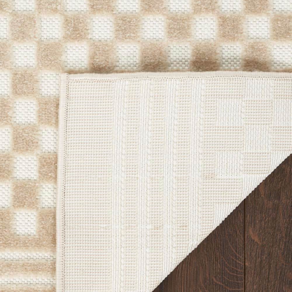 Beige Geometric 8' x 10' Synthetic Area Rug