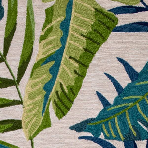 8' Ink Blue Hand Hooked Uv Treated Oversized Tropical Leaves Round Indoor Outdoor Area Rug 8' Ink Blue Hand Hooked Uv Treated Oversized Tropical Leaves Round Indoor Outdoor Area Rug