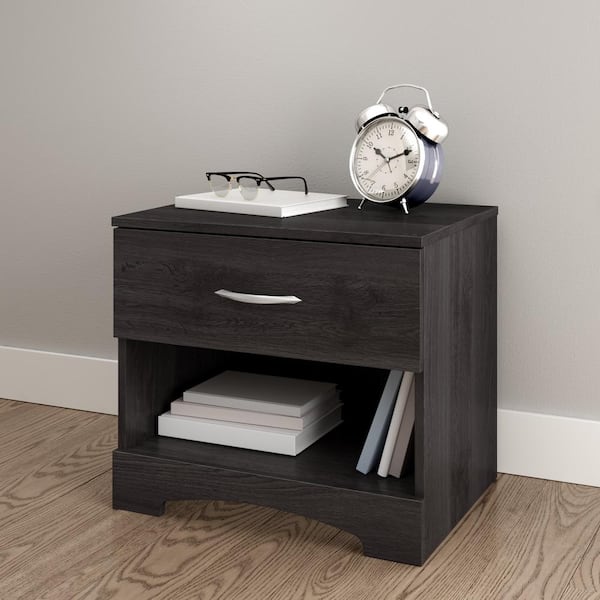 South Shore Step One 1-Drawer Nightstand in Gray Oak
