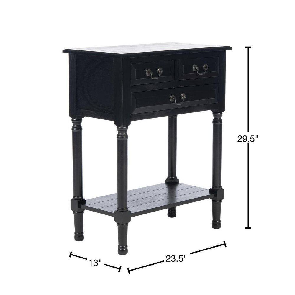 Primrose Black Wood and Metal 3-Drawer Console Table