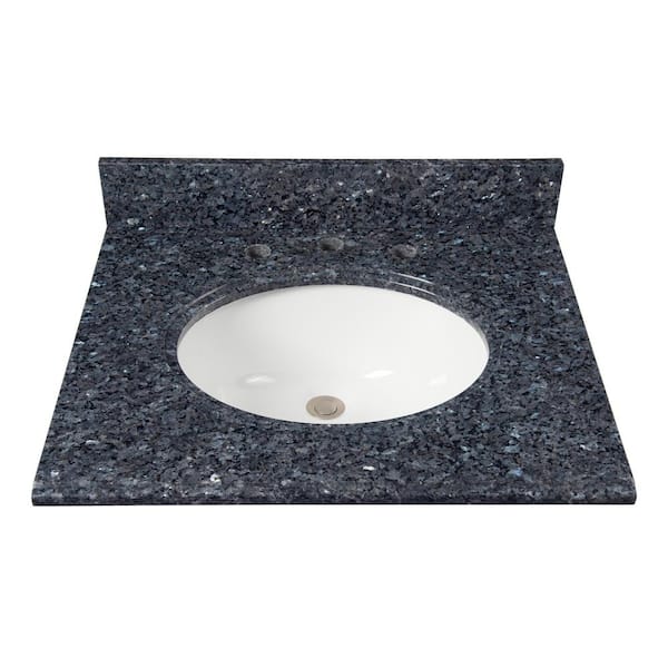 Home Decorators Collection 25 in. W x 22 in D Granite White Round Single Sink Vanity Top in Blue
