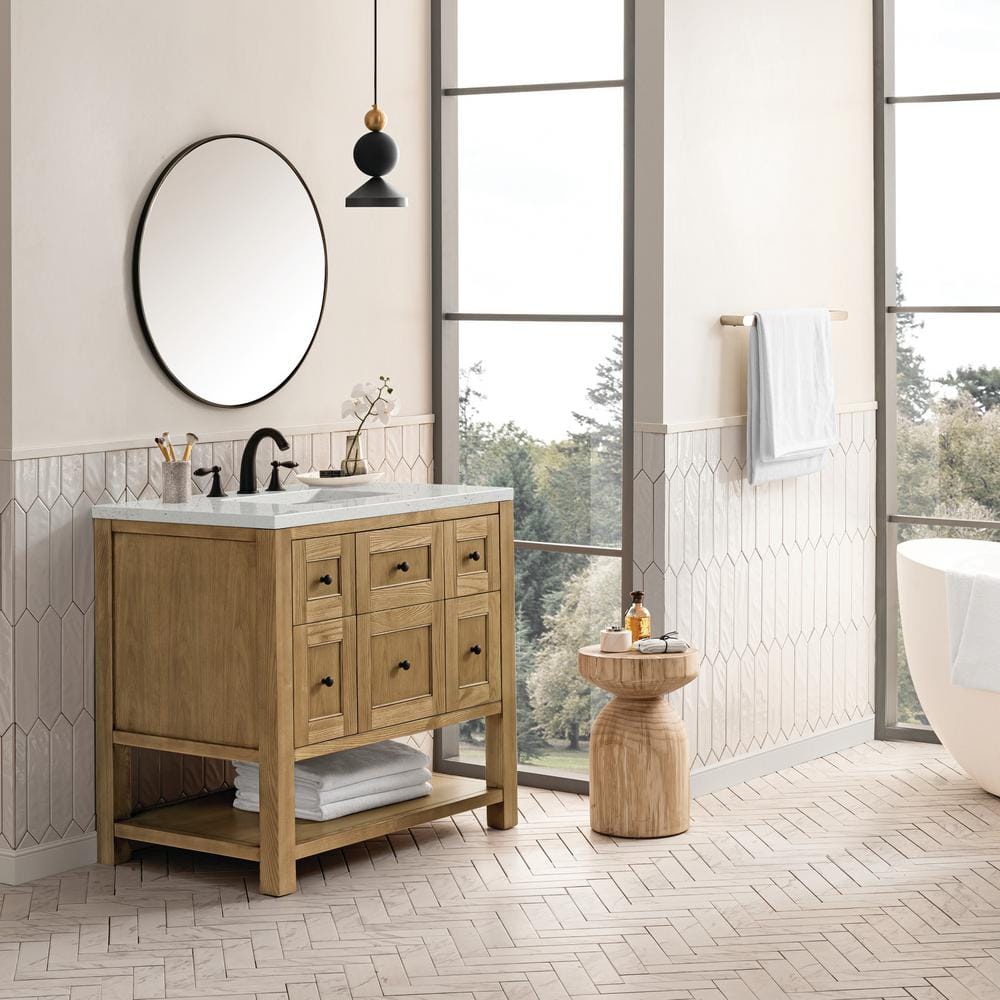 Breckenridge 36.0 in. W x 23.5 in. D x 34.2 in. H Single Bathroom Vanity Light Natural Oak and Lime Delight Quartz Top price history on PriceWatchPro