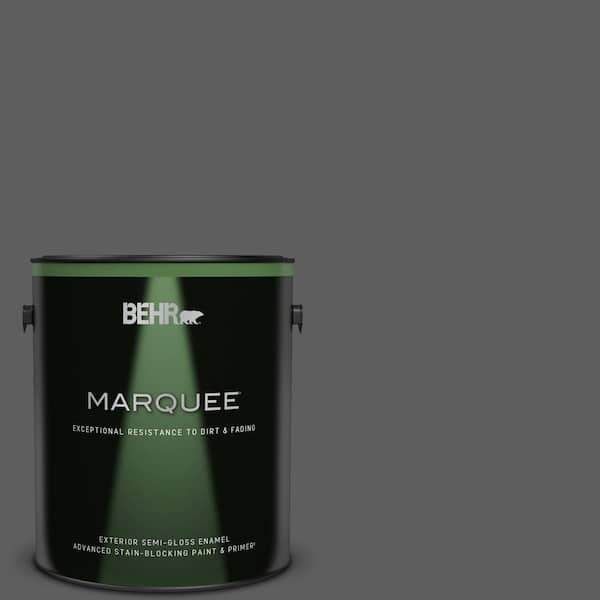 BEHR MARQUEE 1 gal. #N520-6 Asphalt Gray Semi-Gloss Enamel Exterior Paint & Primer