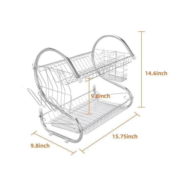  FUNNy elf Dish Drying Rack, 2-Tier Stainless Steel