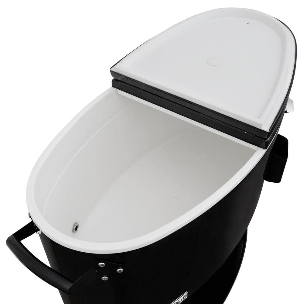 Black Powder Coated Steel Rolling Patio Cooler with Insulated Basin
