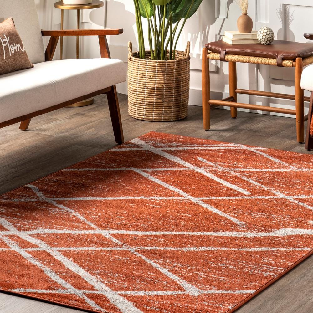 Thigpen Dark Orange Rectangular Synthetic Area Rug