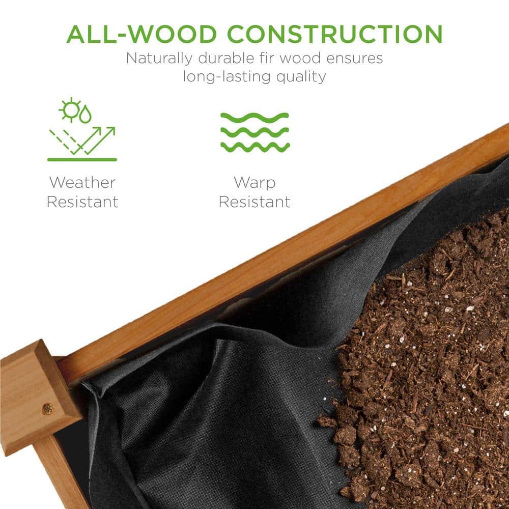 Acorn Brown Fir Wood Elevated Garden Planter Box