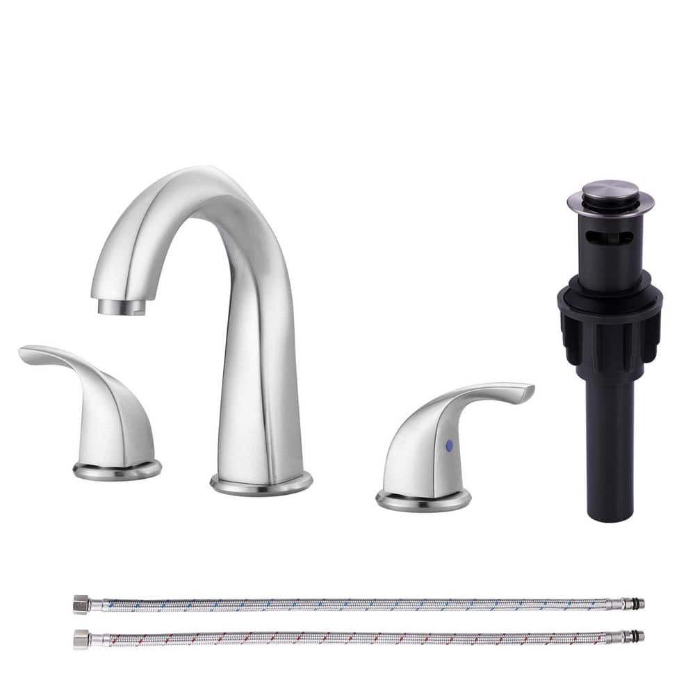 8 in. Widespread Double Handle Bathroom Faucet with Pop-Up Drain Included in Brushed Nickel price history on PriceWatchPro
