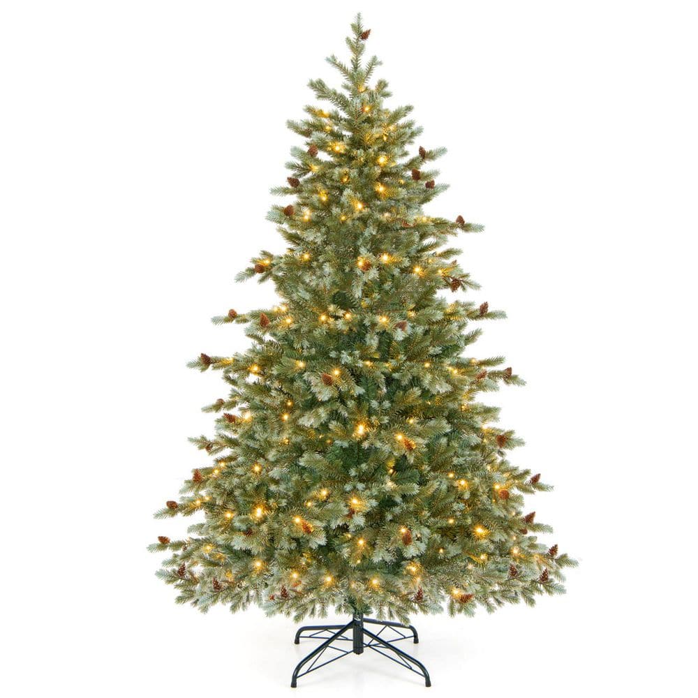 6 ft. Green Pre-Lit Full Artificial Christmas Tree with Warm White LED Lights and Pine Cones price history on PriceWatchPro