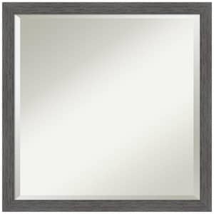 Pinstripe Plank 22 in. x 22 in. Rustic Square Thin Framed Grey Bathroom Vanity Mirror