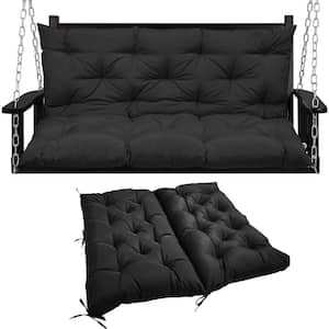 71 in. x 40 in. 3-Seater Replacement Outdoor Swing Cushions with Back Support, Waterproof Bench Cushion (Black)