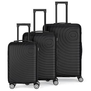 Luggage Sets Hardside Lightweight Suitcase with Spinner Wheels TSA Lock, 3-Piece Set (20/24/28), Black