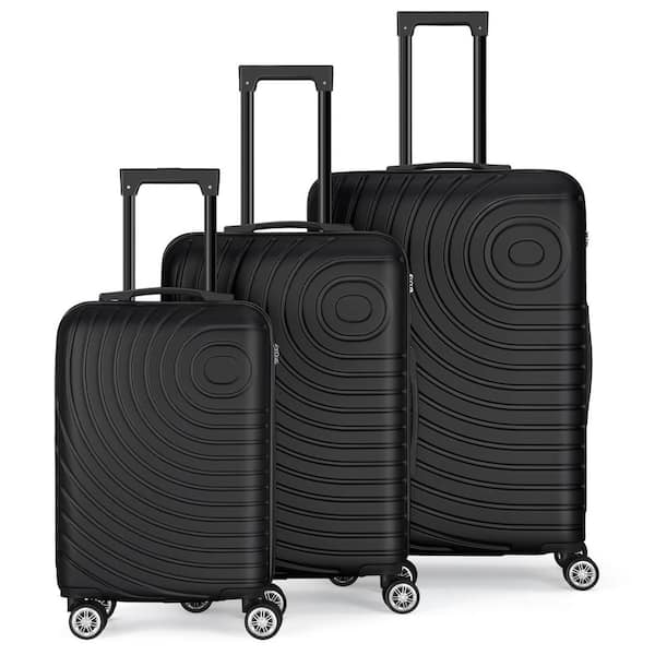 Hikolayae Luggage Sets Hardside Lightweight Suitcase with Spinner Wheels TSA Lock, 3-Piece Set (20/24/28), Black