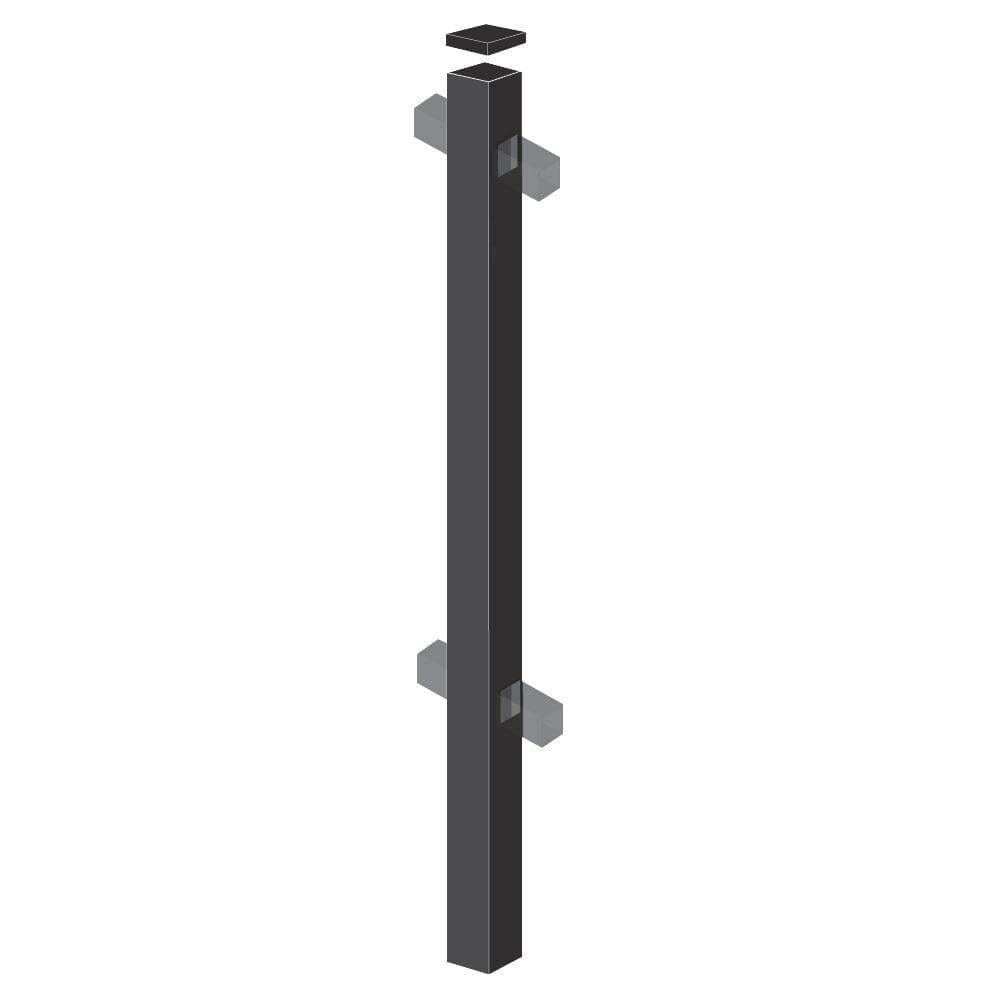 Barrette Outdoor Living Cascade/Brunswick 2 in. x 2 in. x 4-7/8 ft. Black Standard-Duty Aluminum Fence Line Post