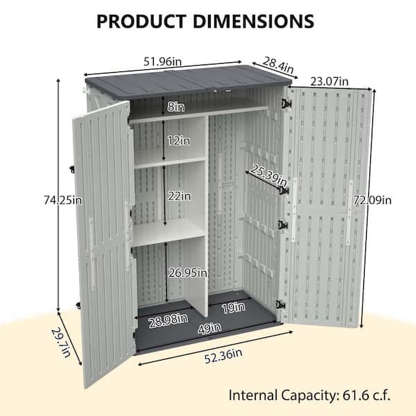 52 in. W x 30 in. D x 75 in. H Outdoor Storage Cabinet, Garden