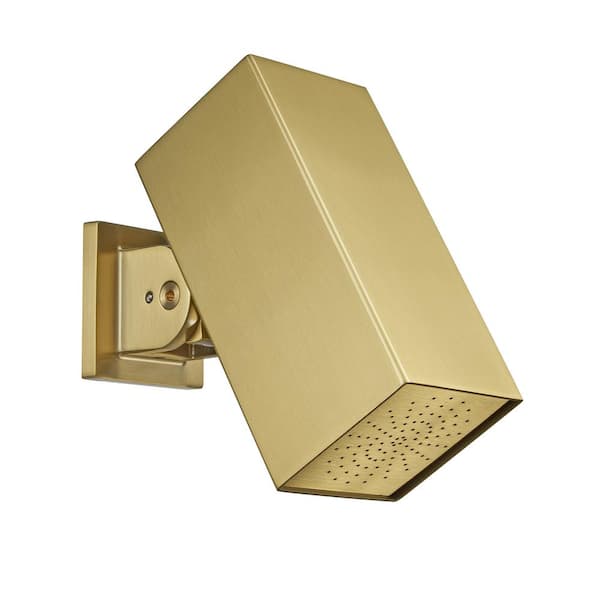 Tomfaucet 1-Spray Patterns with 6.9 GPM 2.75 in. Wall Mount Fixed Shower Head in Brushed Gold Rainfall Rectangle