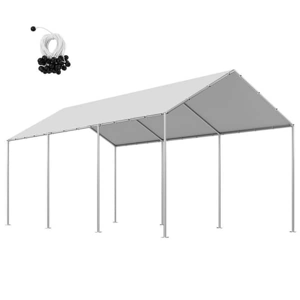 10 x 20 ft. UV & Waterproof Replacement Canopy for Carport, Durable Garage Tent Cover, Grey, Frame Not Included