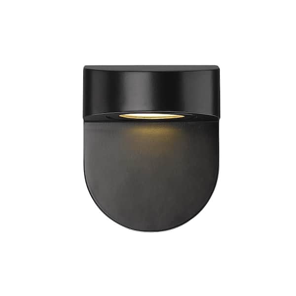 1-Light 4.87 in. Wide Powder Coated Black Outdoor Coach Wall Sconce with Frosted Glass