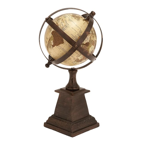 Litton Lane 12 in. Brown Aluminum Industrial Decorative Globe