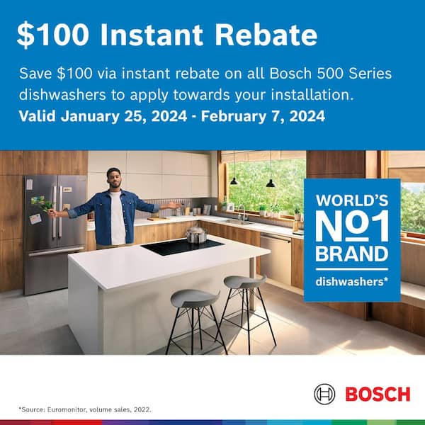 Bosch 500 Series Tub, 24 Control Home - Stainless Stainess 44 Pocket Handle Steel The in. SHP65CM5N Dishwasher dBA Steel with Tall Top Depot Tub