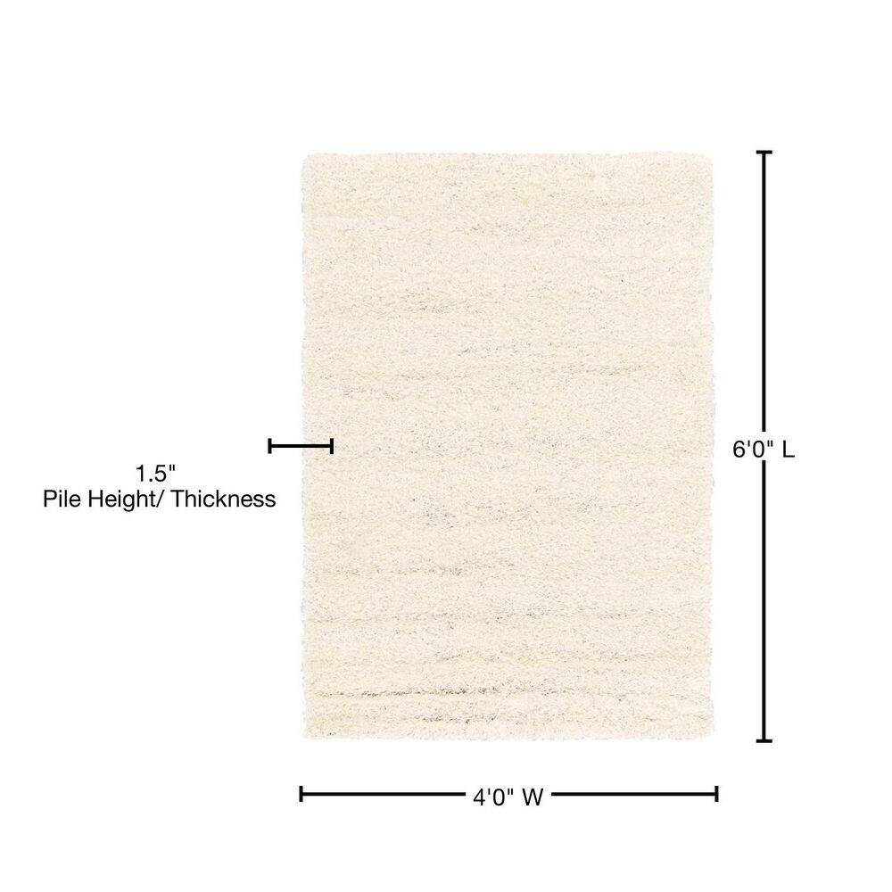 Reversible Snow White and Blue Solid Shag 4' x 6' Rug