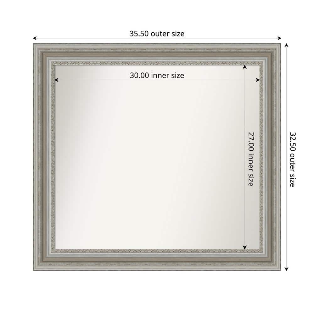Parlor Silver 35.5 in. x 32.5 in. Custom Non-Beveled Recycled Polystyrene Framed Bathroom Vanity Wall Mirror price history on PriceWatchPro