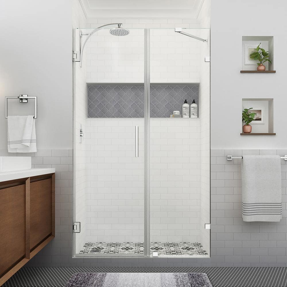 Nautis XL 80" High Chrome Frameless Shower Door with Clear Glass