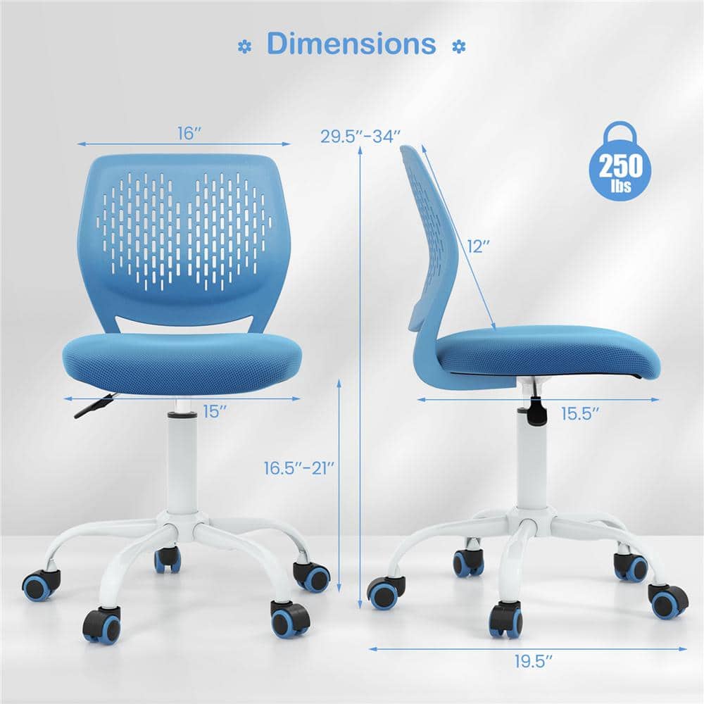 Blue Mesh Adjustable Height Children's Swivel Chair