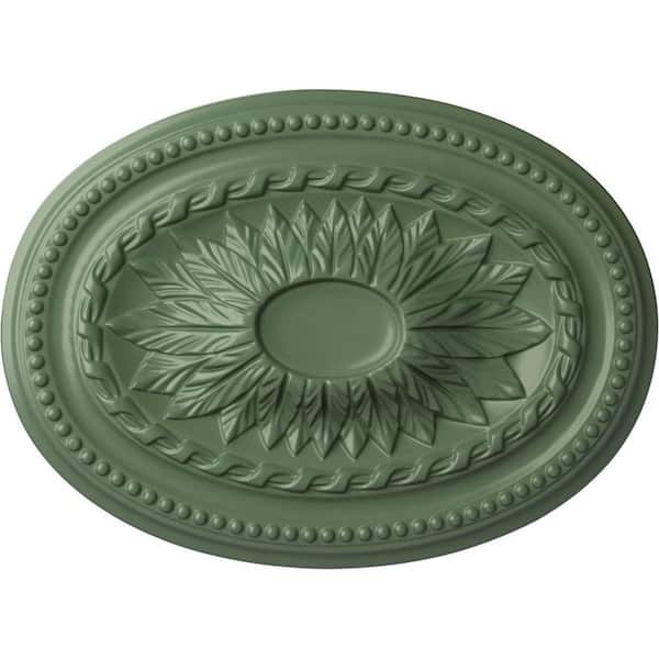 Ekena Millwork 18-1/2" W x 13-1/2" H x 1-7/8" Saverne Urethane Ceiling, Hand-Painted Athenian Green