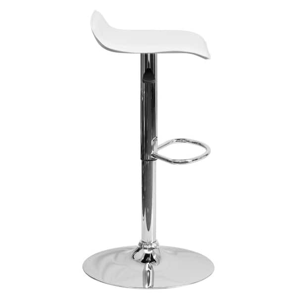 adjustable height white cushioned bar stool