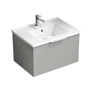 Bodrum 25.59 in. W x 17.72 in. D x 16.14 in. H Modern Bathroom Vanity in Grey Mist With White Ceramic Top