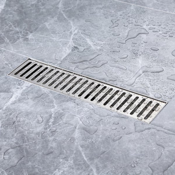 12 in. Stainless Steel Linear Shower Drain with Square Pattern Drain Cover in Brushed Nickel