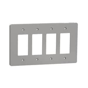 X Series 4-Gang Mid Size Plus Wall Plate Cover Decorator/Rocker Matte Gray