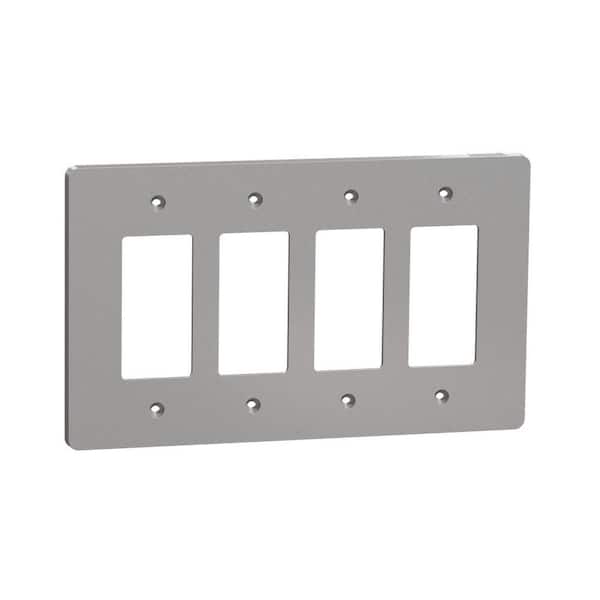 Square D X Series 4-Gang Mid Size Plus Wall Plate Cover Decorator/Rocker Matte Gray