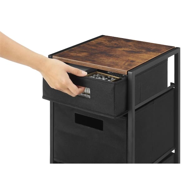 3-Drawer Rolling Storage Cart in Black