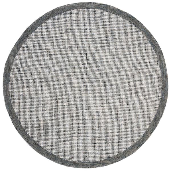 SAFAVIEH Abstract Navy/Ivory 6 ft. x 6 ft. Round Border Area Rug