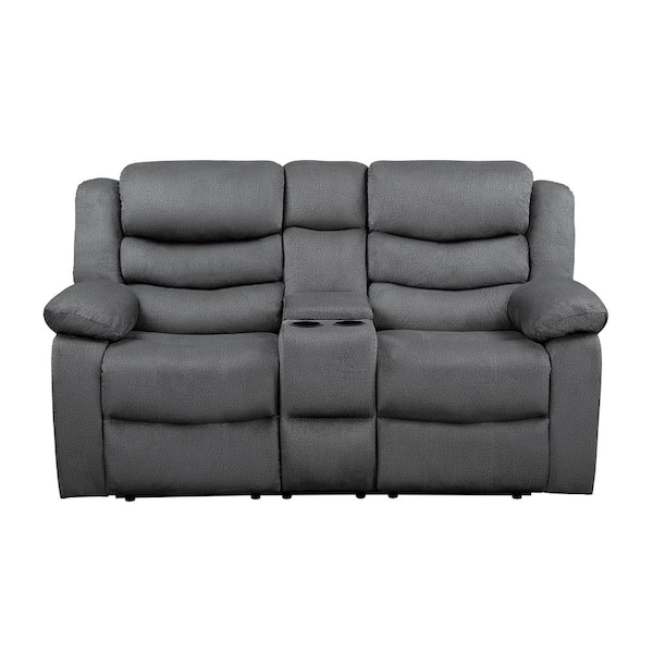 EVERGLADE HOME Talbot 70 in. W Flared Arm Microfiber Straight Double Reclining Loveseat in Gray