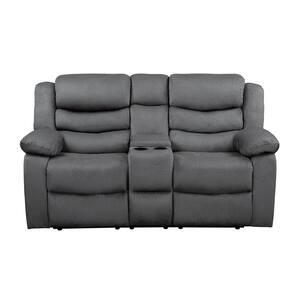 Talbot 70 in. W Flared Arm Microfiber Straight Double Reclining Loveseat in Gray