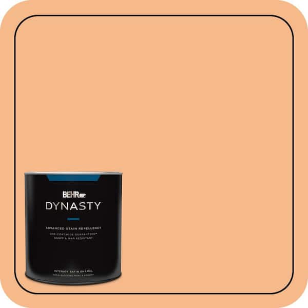 BEHR DYNASTY 1 qt. #260C-3 Fresh Peaches Satin Enamel Interior Stain-Blocking Paint and Primer