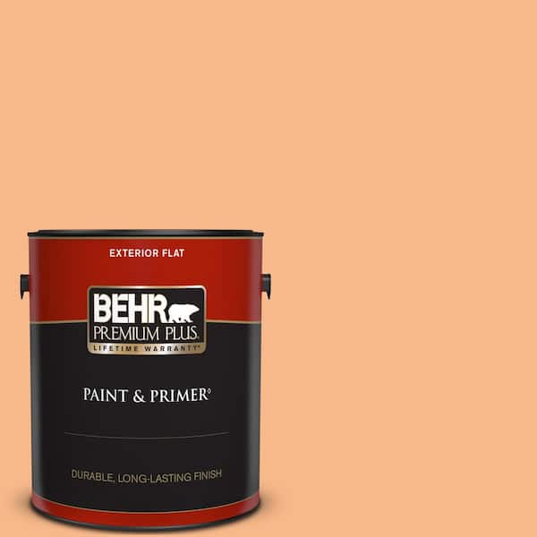 BEHR PREMIUM PLUS 1 gal. #260C-3 Fresh Peaches Flat Exterior Paint & Primer