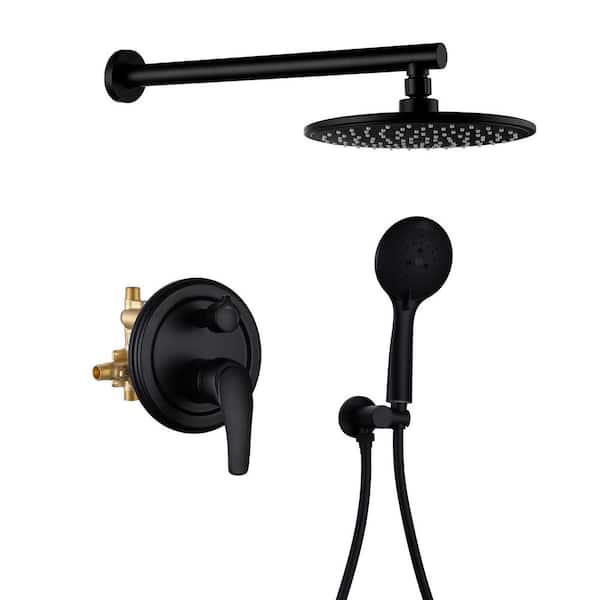 Rainfull 5-Spray with Valve 1.8 GPM 9 in. Handheld Shower Faucet Adjustable Heads Dual Shower Heads in Black