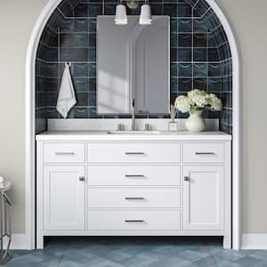 Bristol 60.25 in. W x 22 in. D x 36 in. H Single Sink Freestanding Bath Vanity in White with Carrara White Quartz Top