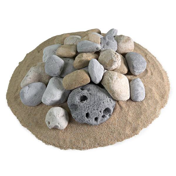 Unbranded Beach Ceramic Rock Pebbles Fireproof Decorative Stones for Fire Pits and Fireplaces (Set of 30)