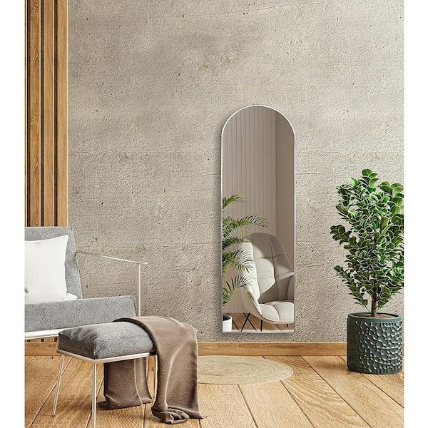 Full Length Mirror, Round Corner Aluminum Alloy Frame Floor Full Body Large  Mirror, Stand or Leaning Against Wall 65x22