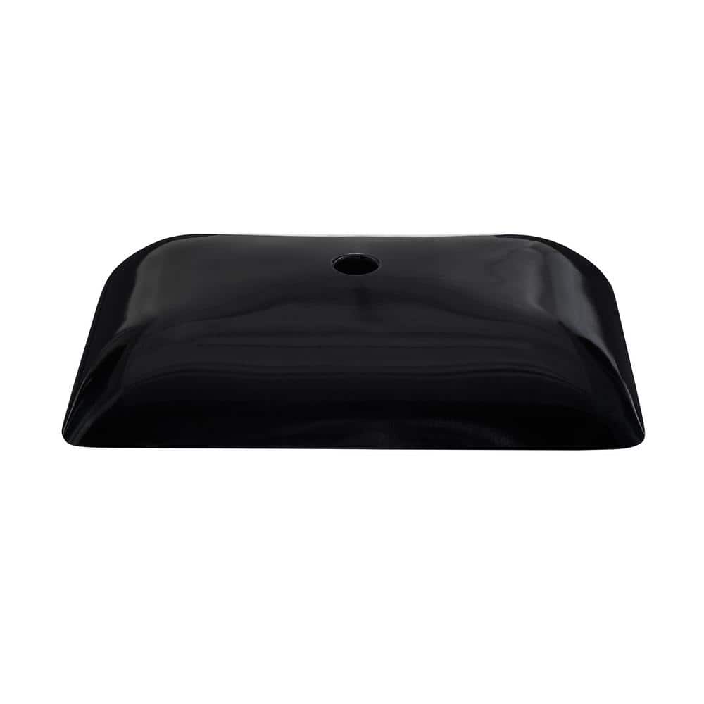 Ember Red Rectangular Glass Vessel Sink with Waterfall Faucet