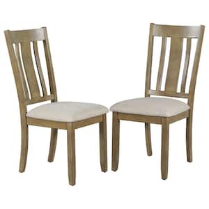 Julian Stacking Dining Chair Set of 2  Modern Grey/Natural Rubber Wood 