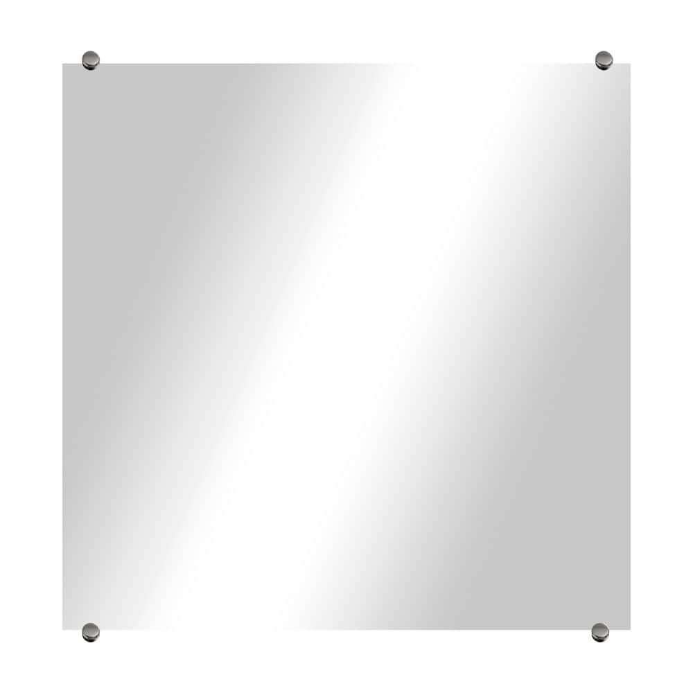 Modern Rustic (20in. W x 20in. H) Frameless Square Wall Mirror with Brass R